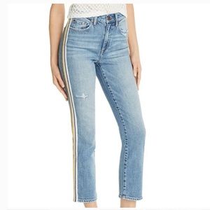 Pistola Yellow Side Stripe Cropped Straight-Leg Jeans
